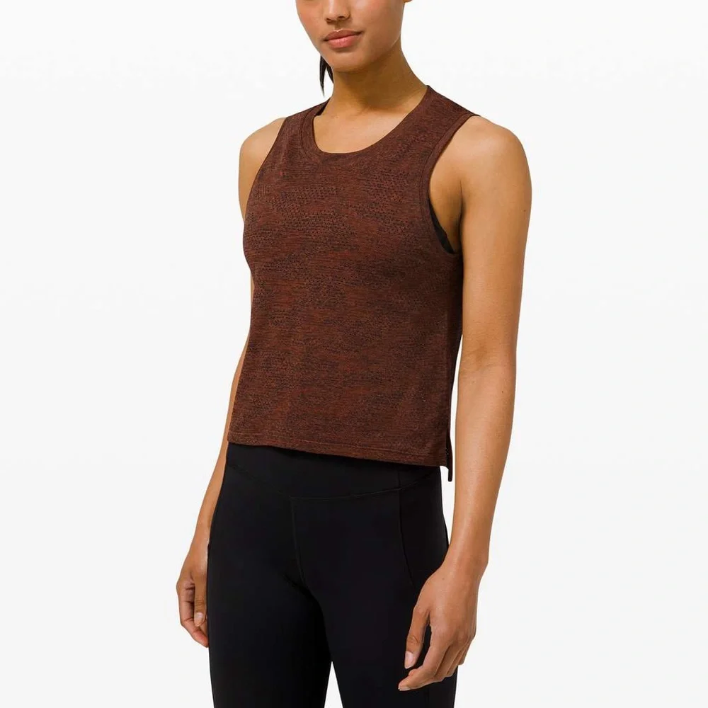 Lululemon Train To Be Tank Camo in Dot Camo Dark Terracotta Black